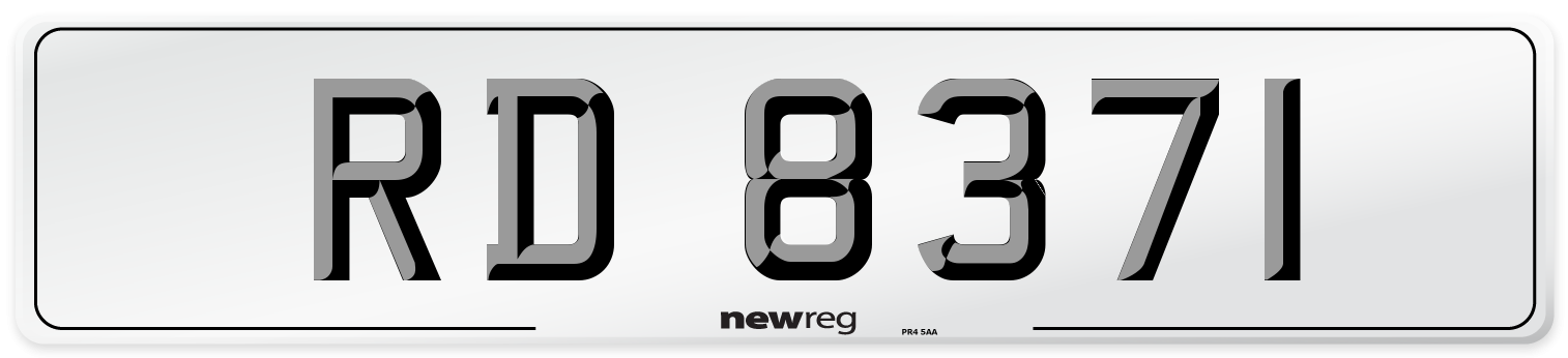 RD 8371 Number Plate from New Reg